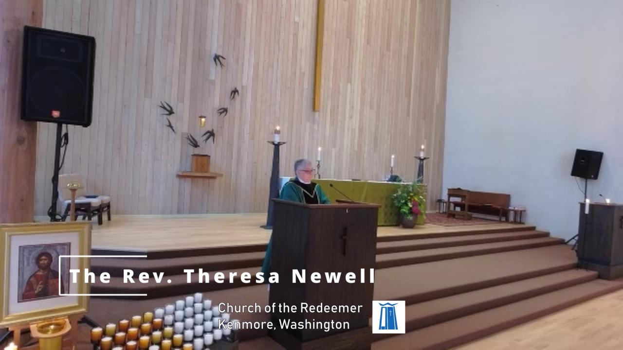 The Rev. Theresa Newell preaching at Church of the Redeemer
