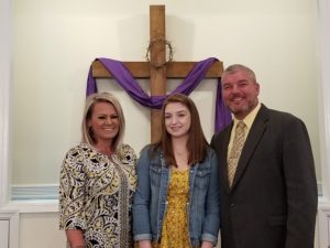 Rev. Brian Simmons with wife Rebecca and daughter Kayley 