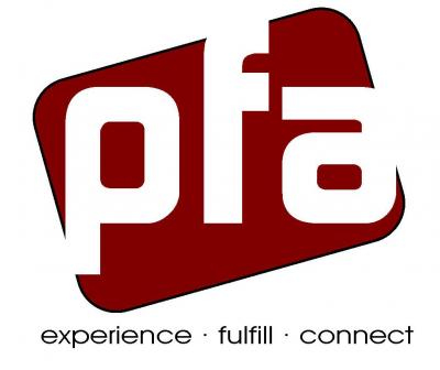 pfa experience fulfill connect Red tilted box with bold pfa in white with 3 power words