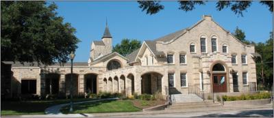 Front view of church