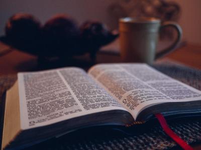 Open Bible with coffee Open Bible with coffee