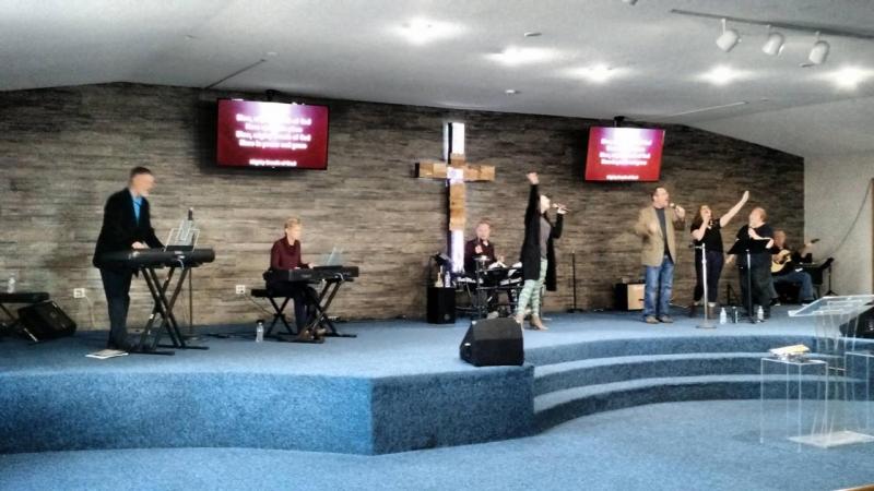 Pastor Schulker and our worship team in ministry 