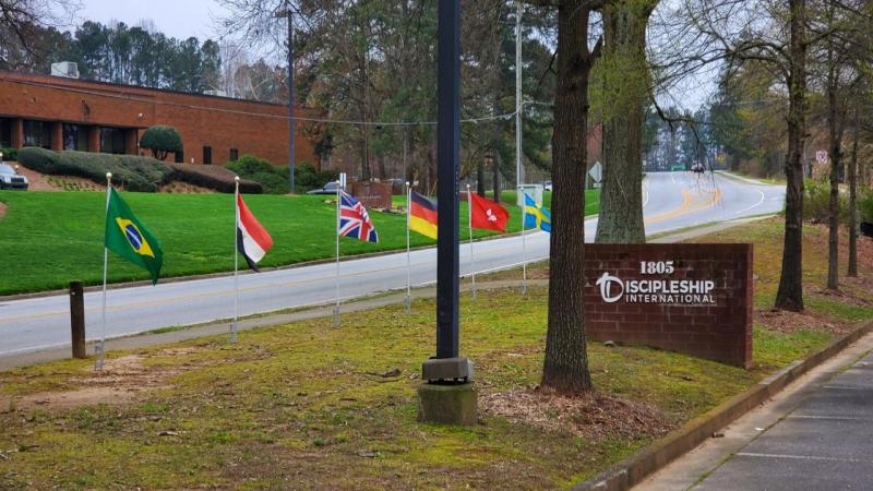 International Flags and Sign out front