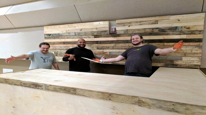 With the pastor renovating the guest services booth