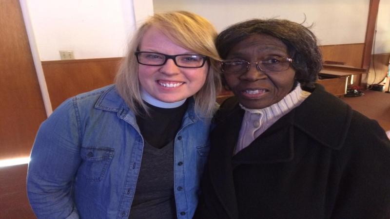 Deacon Hannah with one of our members